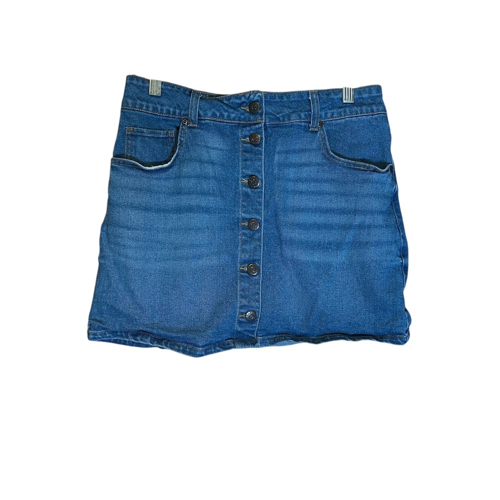 Harper Heritage Denim Mini Jean Skirt Button Front‎ Stretch Womens Medium